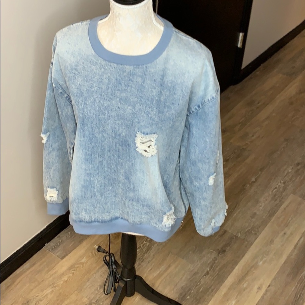 Distress Blue jean top